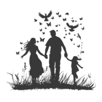 AI generated Silhouette for celebrating parents day moment black color only png