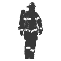 AI generated Silhouette firefighter wearing safety equipment black color only png