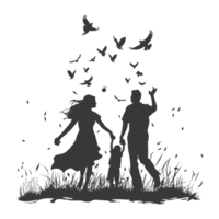 AI generated Silhouette for celebrating parents day moment black color only png