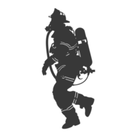 AI generated Silhouette firefighter wearing safety equipment black color only png