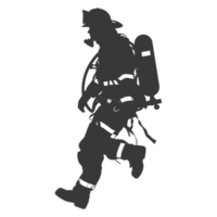 AI generated Silhouette firefighter wearing safety equipment black color only png