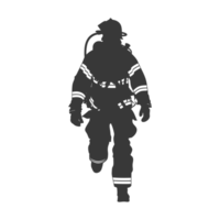 AI generated Silhouette firefighter wearing safety equipment black color only png