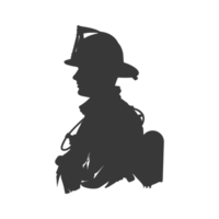 AI generated Silhouette firefighter wearing safety equipment black color only png