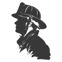 AI generated Silhouette firefighter wearing safety equipment black color only png