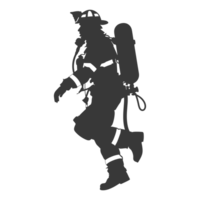 AI generated Silhouette firefighter wearing safety equipment black color only png