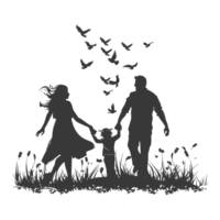 AI generated Silhouette for celebrating parents day moment black color only png