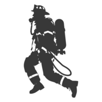 AI generated Silhouette firefighter wearing safety equipment black color only png