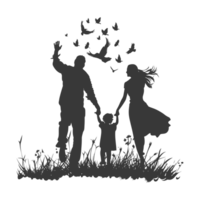 AI generated Silhouette for celebrating parents day moment black color only png