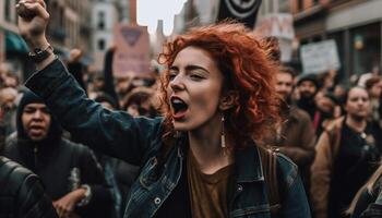 ai generado un alegre grupo de joven adultos disfrutando ciudad la vida nocturna generado por ai foto