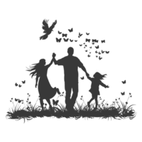 AI generated Silhouette for celebrating parents day moment black color only png