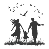 AI generated Silhouette for celebrating parents day moment black color only png