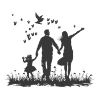 AI generated Silhouette for celebrating parents day moment black color only png