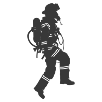 AI generated Silhouette firefighter wearing safety equipment black color only png