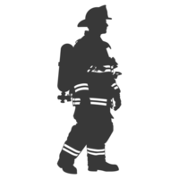 AI generated Silhouette firefighter wearing safety equipment black color only png