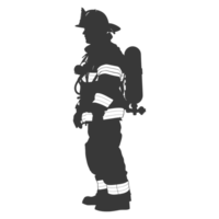 AI generated Silhouette firefighter wearing safety equipment black color only png