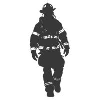 AI generated Silhouette firefighter wearing safety equipment black color only png