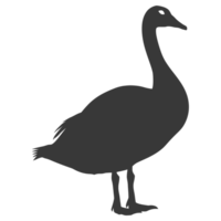 AI generated Silhouette goose animal black color only full body png