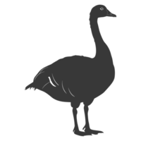 AI generated Silhouette goose animal black color only full body png