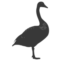 AI generated Silhouette goose animal black color only full body png