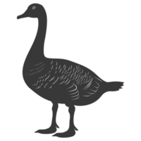 AI generated Silhouette goose animal black color only full body png