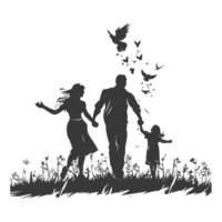 AI generated Silhouette for celebrating parents day moment black color only png