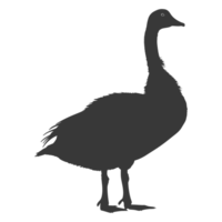 AI generated Silhouette goose animal black color only full body png