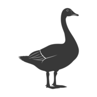 AI generated Silhouette goose animal black color only full body png