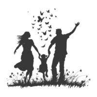 AI generated Silhouette for celebrating parents day moment black color only png