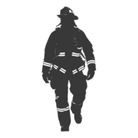 AI generated Silhouette firefighter wearing safety equipment black color only png