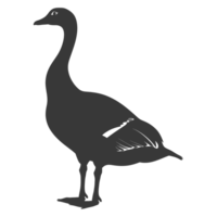 AI generated Silhouette goose animal black color only full body png