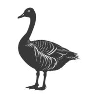 AI generated Silhouette goose animal black color only full body png