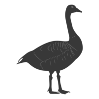 AI generated Silhouette goose animal black color only full body png