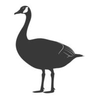 AI generated Silhouette goose animal black color only full body png