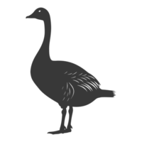 AI generated Silhouette goose animal black color only full body png