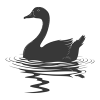 AI generated Silhouette goose animal swim black color only full black color only png