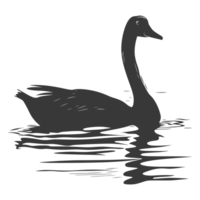 AI generated Silhouette goose animal swim black color only full black color only png