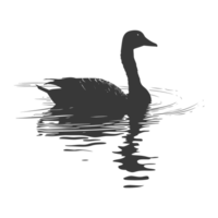 AI generated Silhouette goose animal swim black color only full black color only png