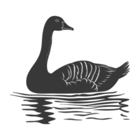 AI generated Silhouette goose animal swim black color only full black color only png