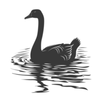 AI generated Silhouette goose animal swim black color only full black color only png