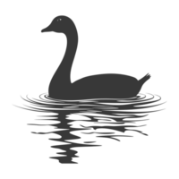 AI generated Silhouette goose animal swim black color only full black color only png