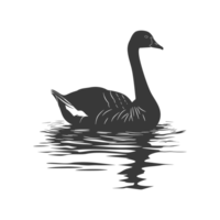 AI generated Silhouette goose animal swim black color only full black color only png