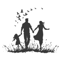 AI generated Silhouette for celebrating parents day moment black color only png