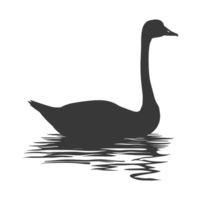 AI generated Silhouette goose animal swim black color only full black color only png