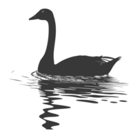 AI generated Silhouette goose animal swim black color only full black color only png