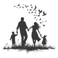 AI generated Silhouette for celebrating parents day moment black color only png