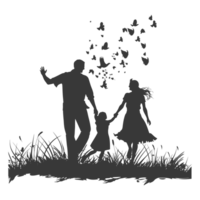 AI generated Silhouette for celebrating parents day moment black color only png