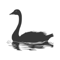 AI generated Silhouette goose animal swim black color only full black color only png