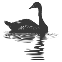 AI generated Silhouette goose animal swim black color only full black color only png