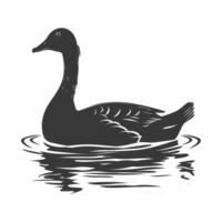 AI generated Silhouette goose animal swim black color only full black color only png