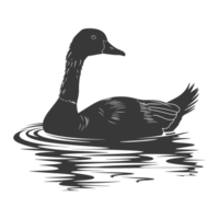 AI generated Silhouette goose animal swim black color only full black color only png